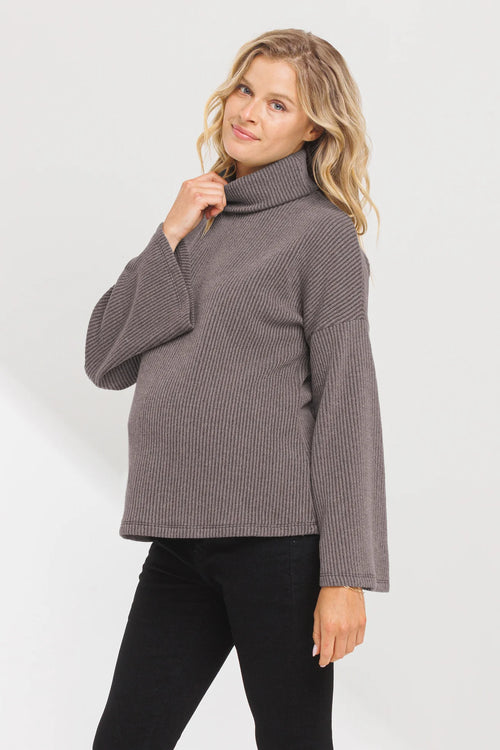 Ribbed Turtleneck w/ Bell Sleeve