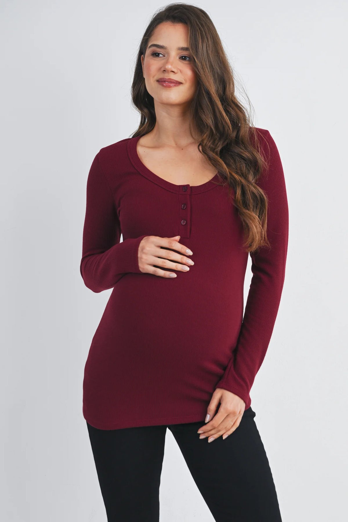 Tara Ribbed Button Henley