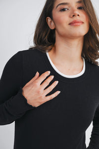 Jules Ribbed Tee w/ Contrast Detail - Yo Mama Maternity