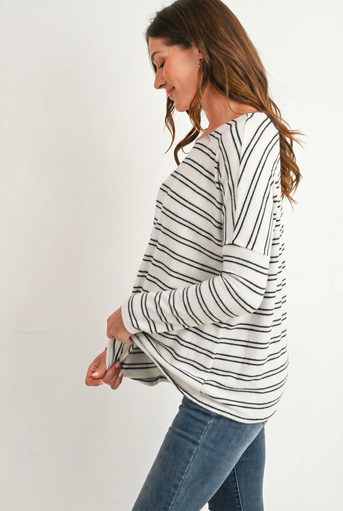 Boat Neck Dropped Shoulder Top