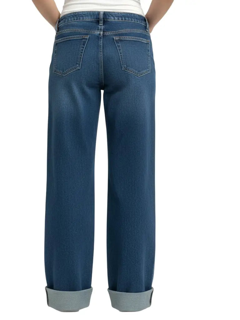 Cuffed Wide Leg Maternity Denim - Yo Mama Maternity