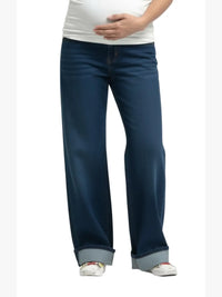 Cuffed Wide Leg Maternity Denim - Yo Mama Maternity