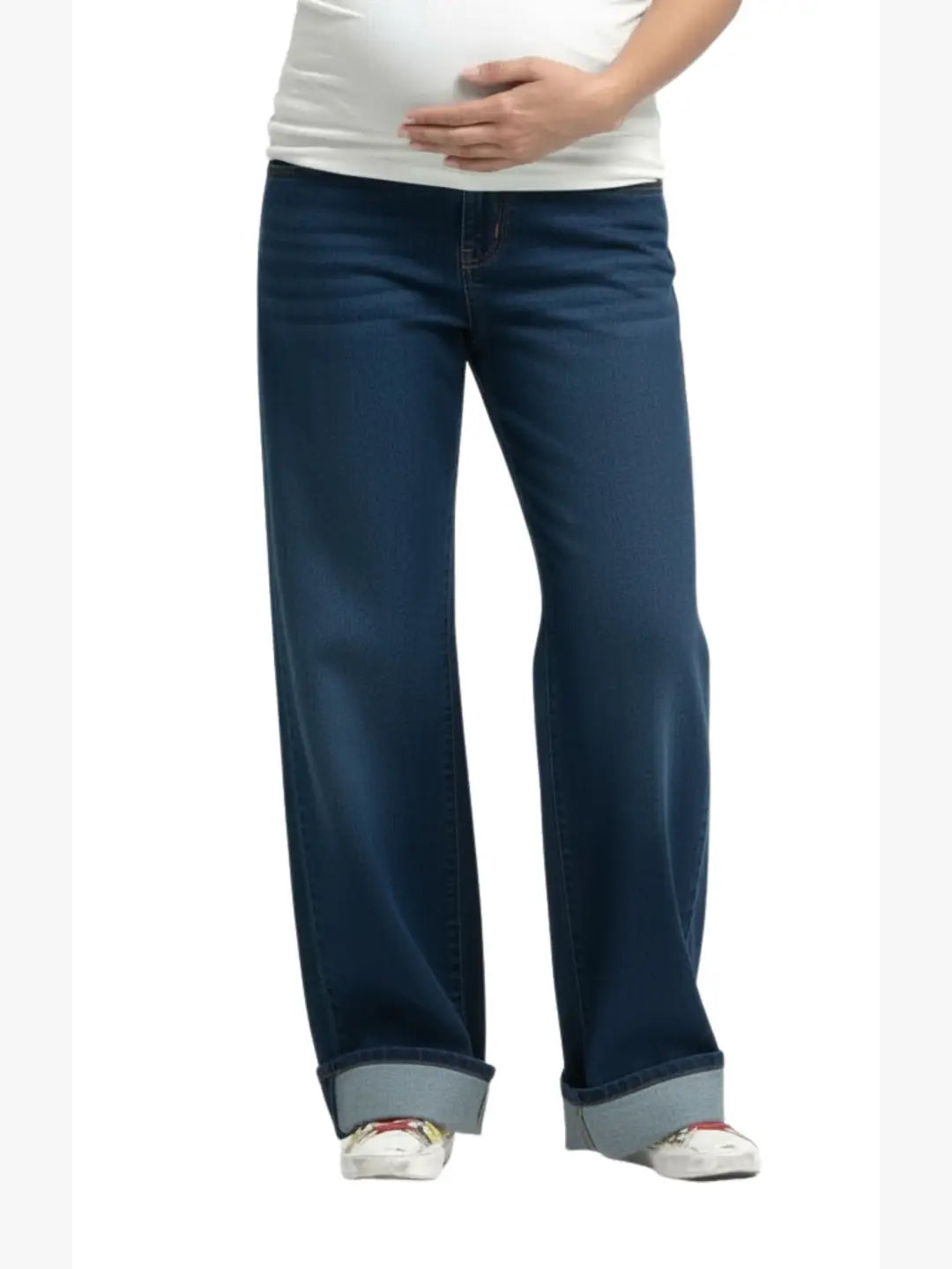 Cuffed Wide Leg Maternity Denim - Yo Mama Maternity