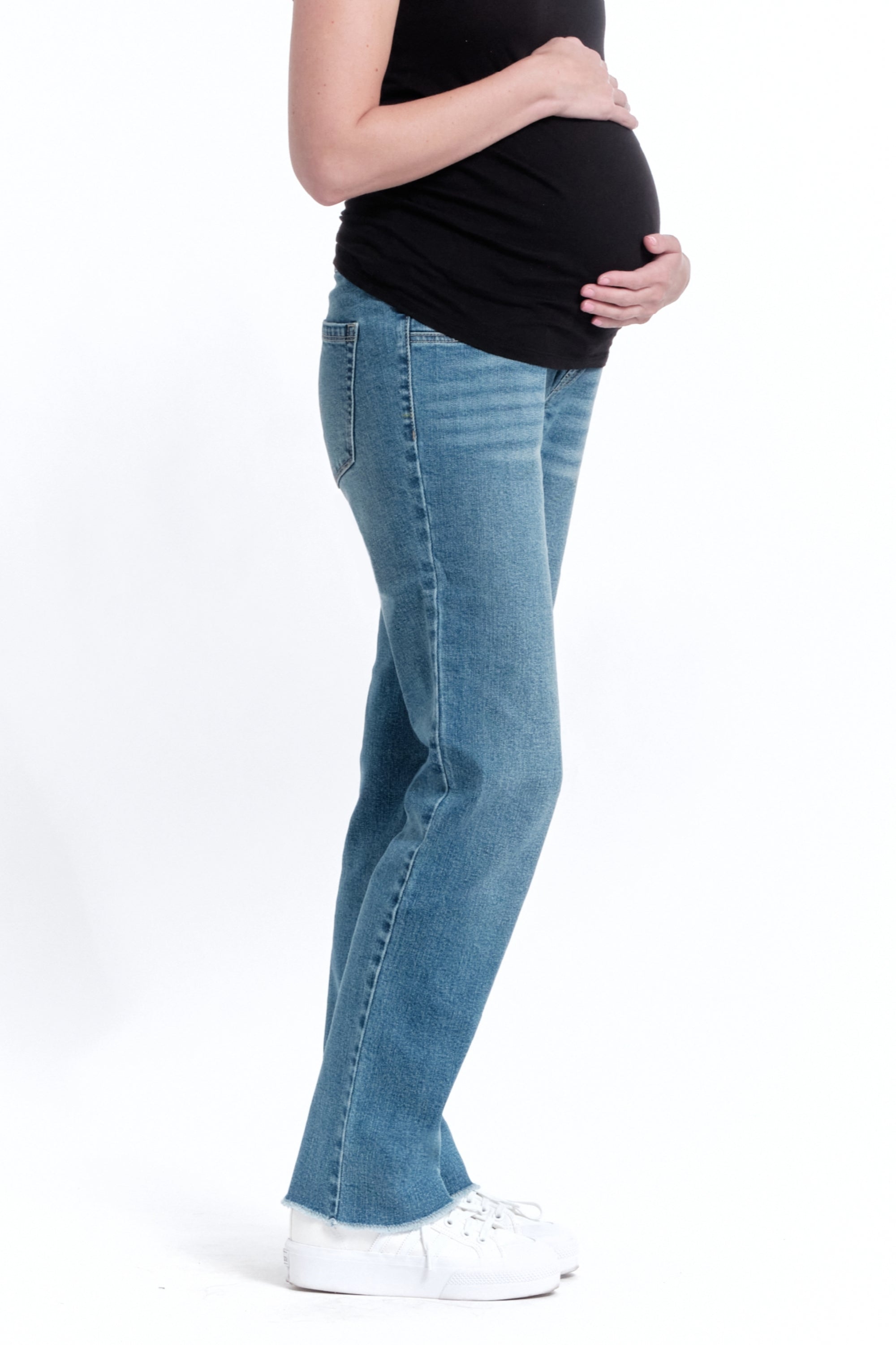 Relaxed Straight Leg Jean w/ Bellyband - Yo Mama Maternity