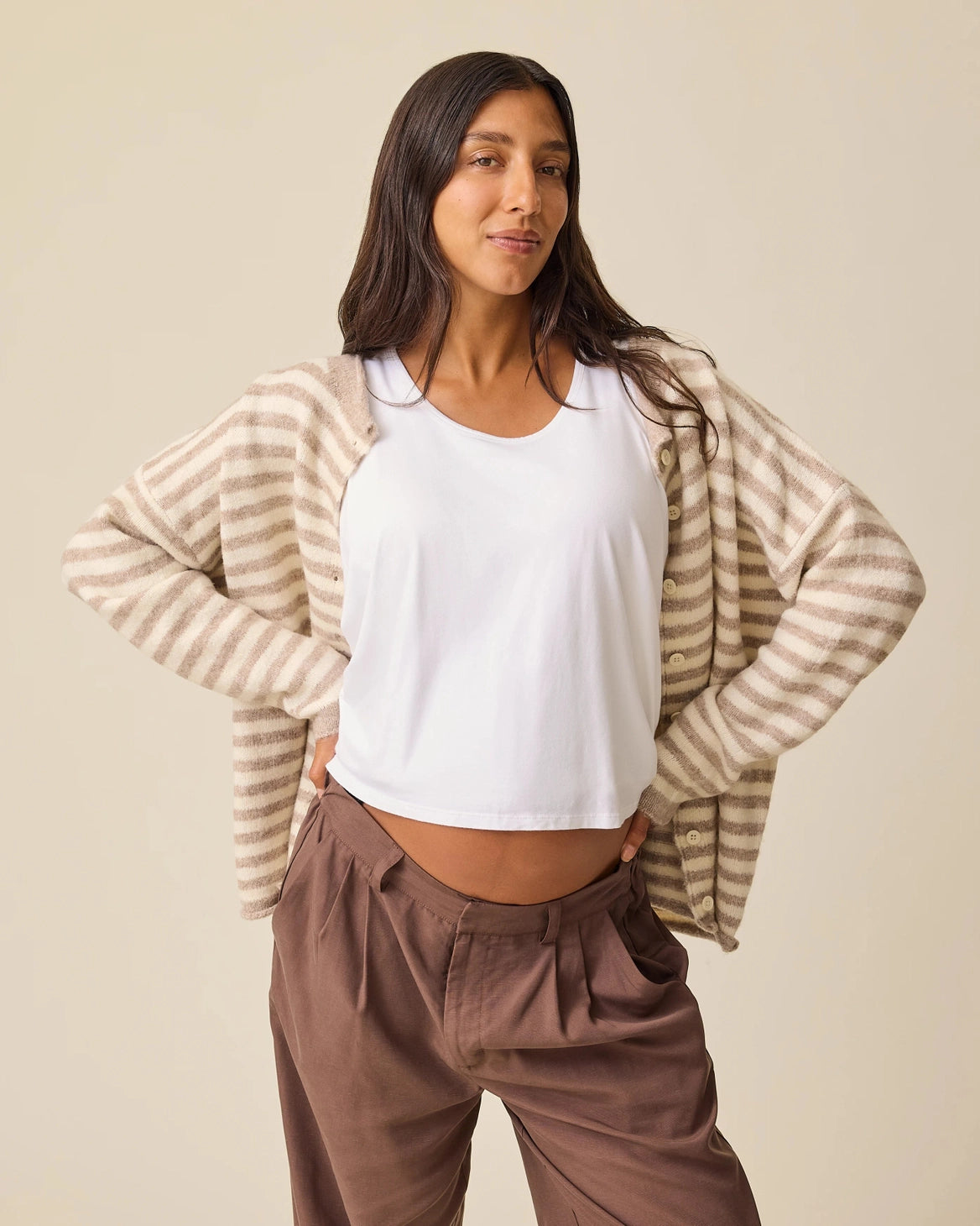 Ultra Soft Striped Cardigan - Yo Mama Maternity