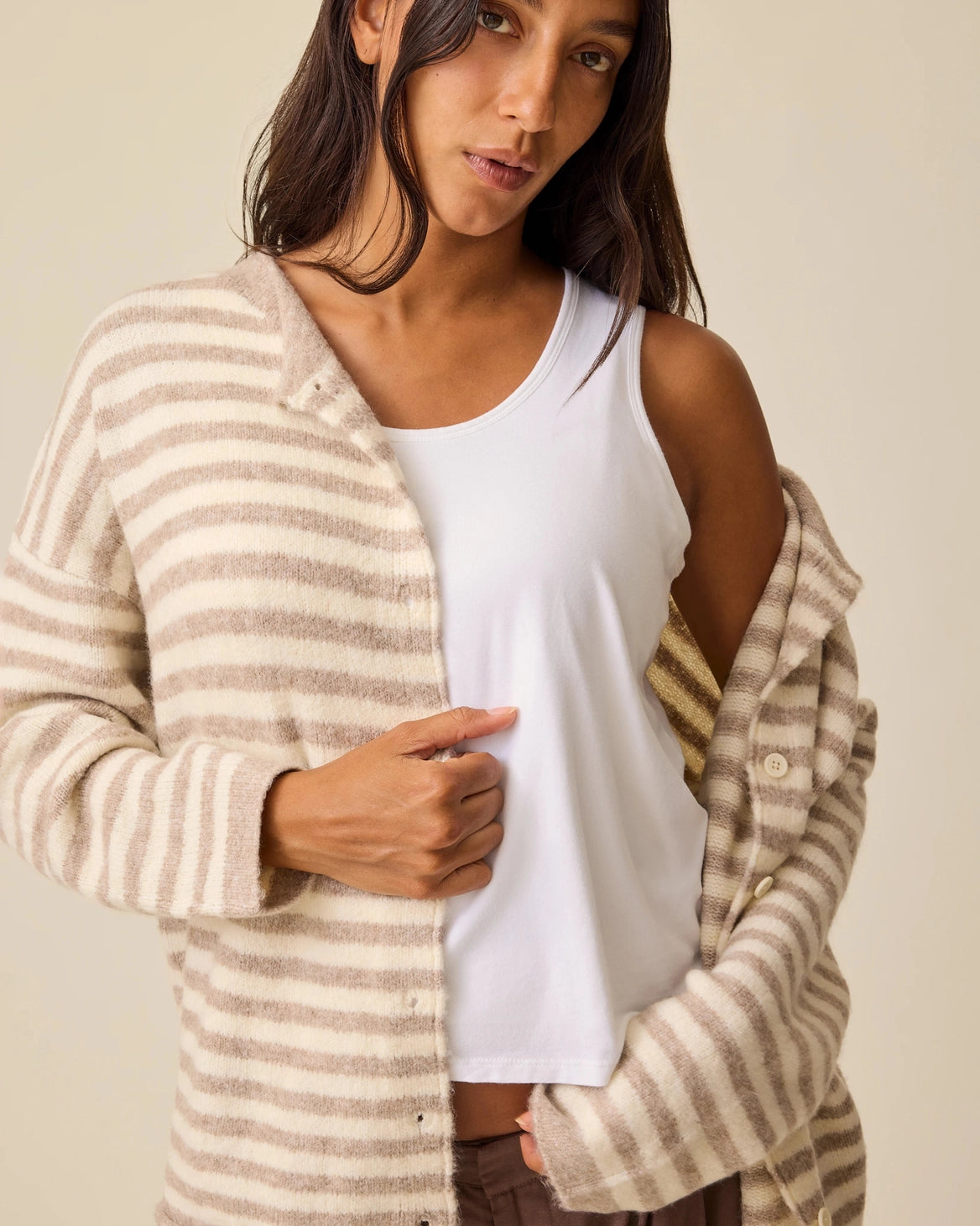 Ultra Soft Striped Cardigan - Yo Mama Maternity