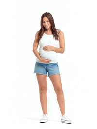 Raw Hem Dad Short W/ Bellyband - Yo Mama Maternity