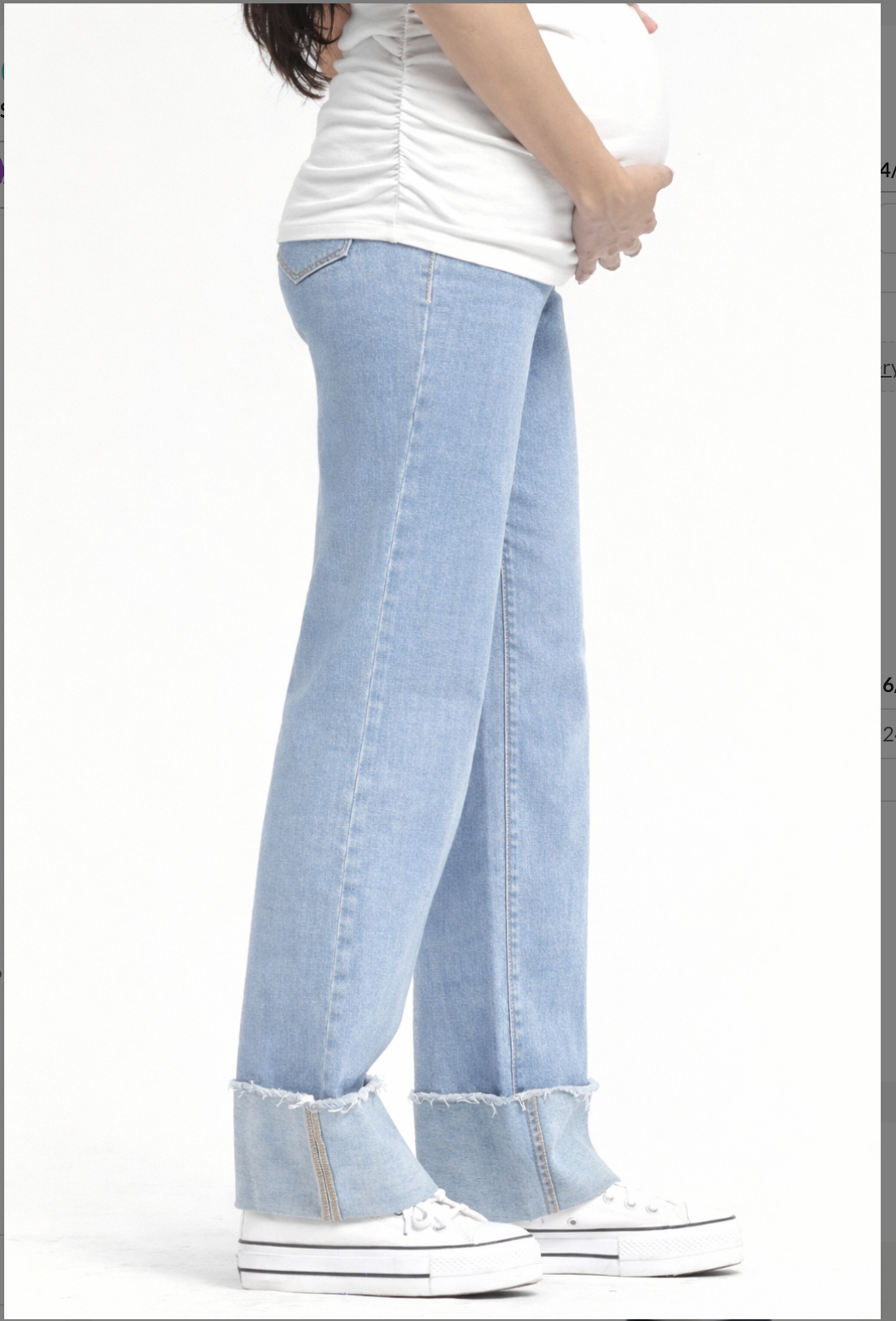 Mid Rise Straight Denim w/ Cuff - Yo Mama Maternity