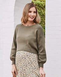 Sylvie Knitted Crop Sweater - Yo Mama Maternity