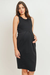 Sleeveless Front Pleat Dress - Yo Mama Maternity