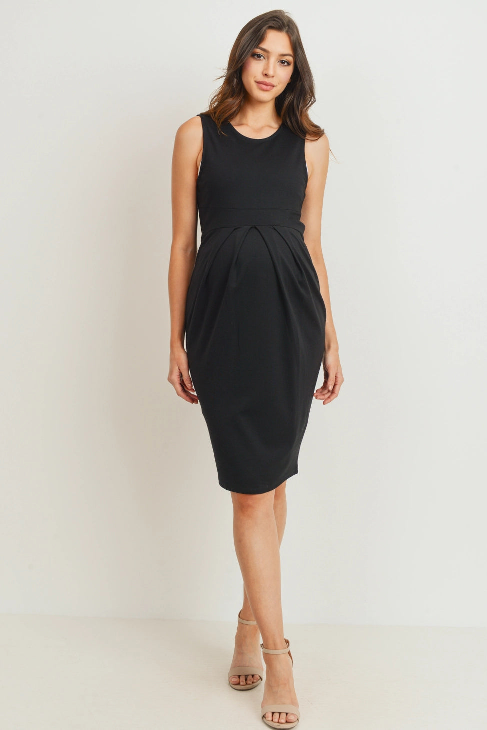 Sleeveless Front Pleat Dress - Yo Mama Maternity