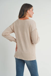 Rib Knit Split Neck Top - Yo Mama Maternity