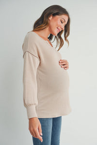 Rib Knit Split Neck Top - Yo Mama Maternity