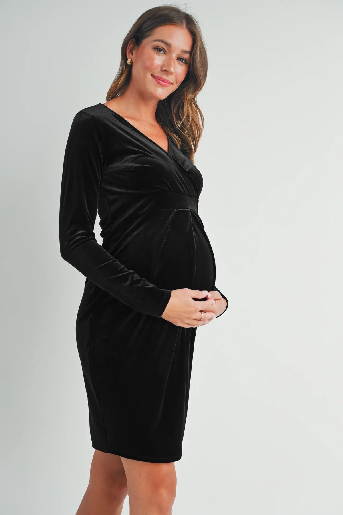 Stevy VNeck Front Pleat Dress - Yo Mama Maternity