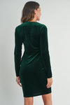 Velvet VNeck Front Pleat Dress