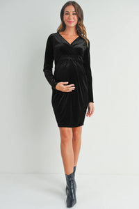 Stevy VNeck Front Pleat Dress - Yo Mama Maternity