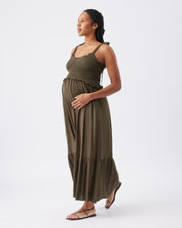 Brandi Shirred Ruffle Dress - Yo Mama Maternity
