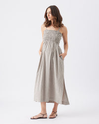 Leo Striped Shirred Dress
