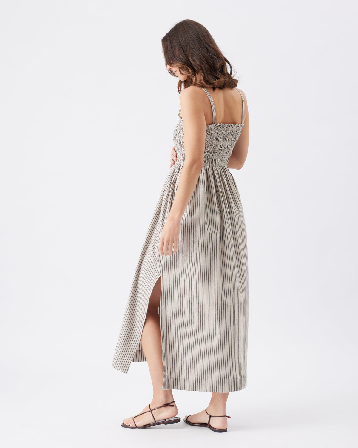 Leo Striped Shirred Dress - Yo Mama Maternity