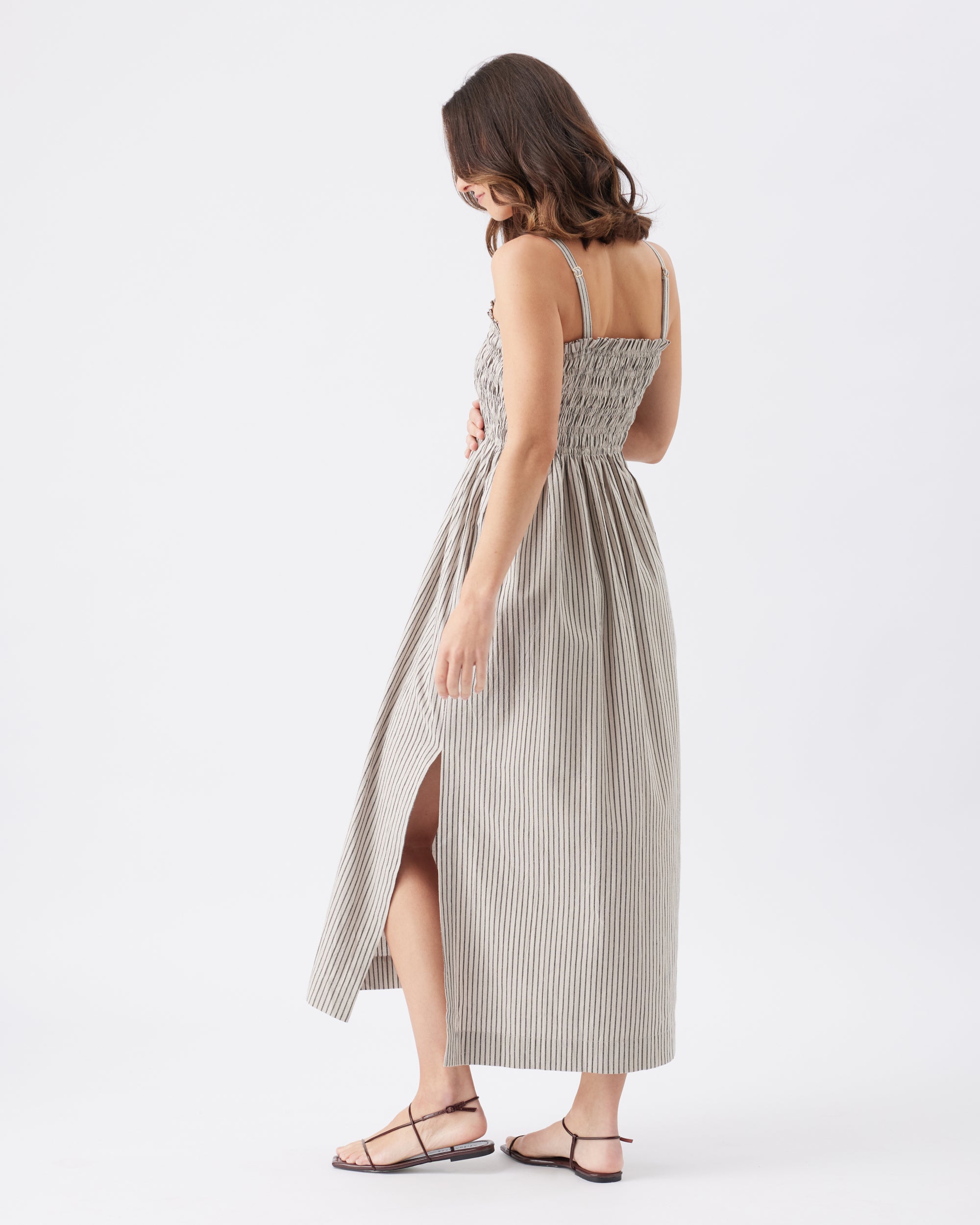 Leo Striped Shirred Dress