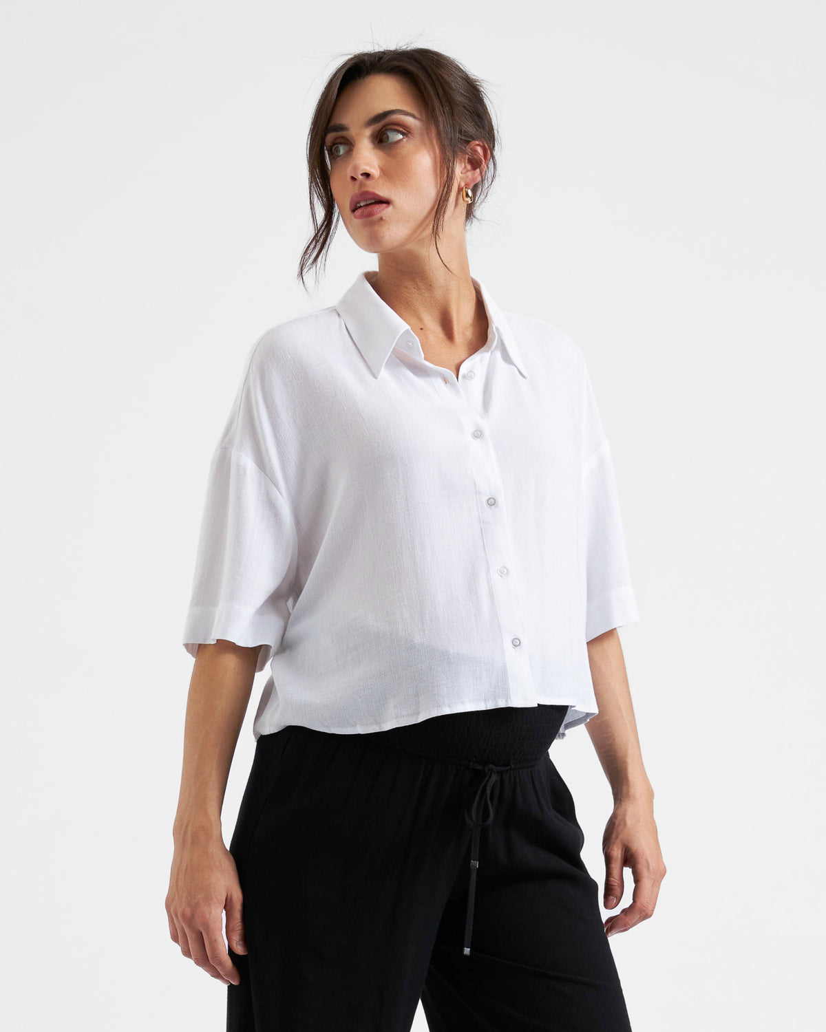 Farrah Crop Button Up - Yo Mama Maternity