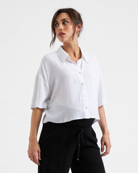 Farrah Crop Button Up - Yo Mama Maternity