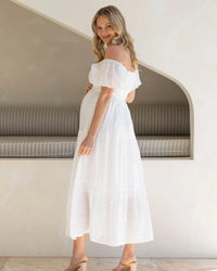 Lila Textured Ruffle Sleeve Dress - Yo Mama Maternity