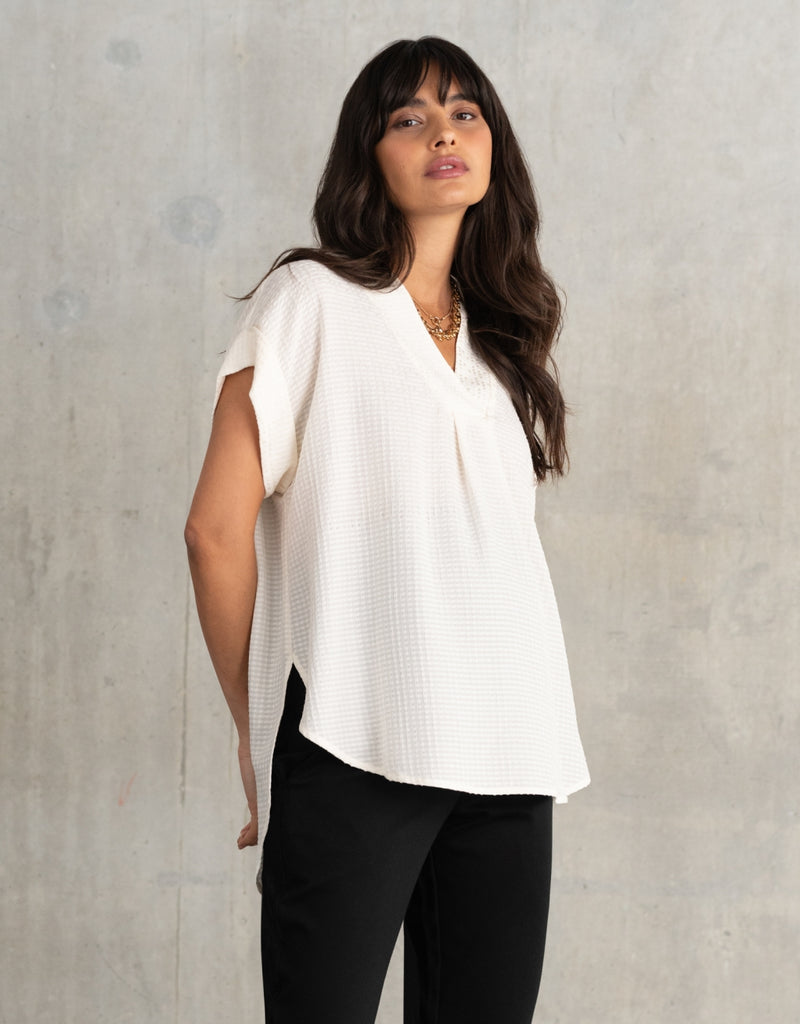 Florrie Cap Sleeve Textured Blouse