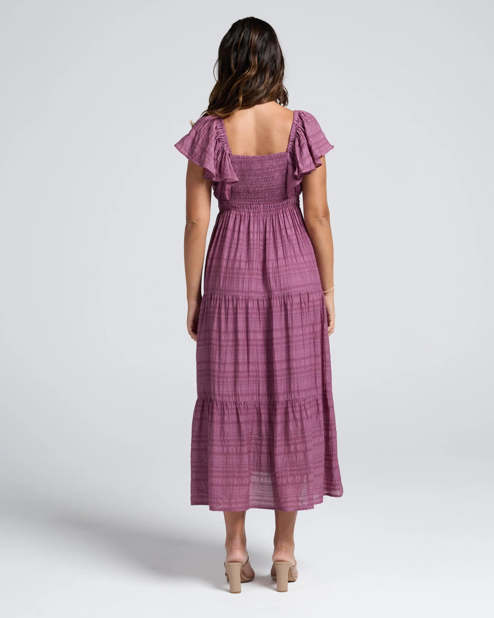 Lila Textured Ruffle Sleeve Dress - Yo Mama Maternity