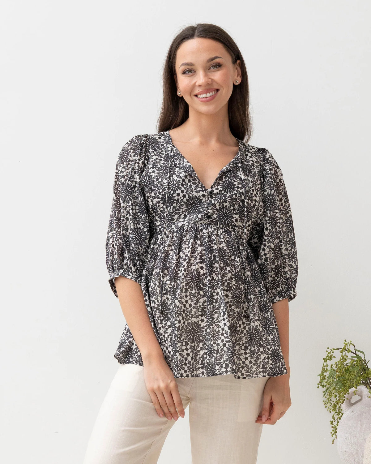 Daisy Print Blouse - Yo Mama Maternity