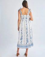 Aenor Blue Border Print Dress