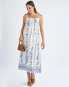 Aenor Blue Border Print Dress