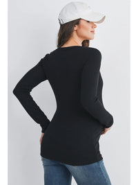 Tara Ribbed Button Henley - Yo Mama Maternity