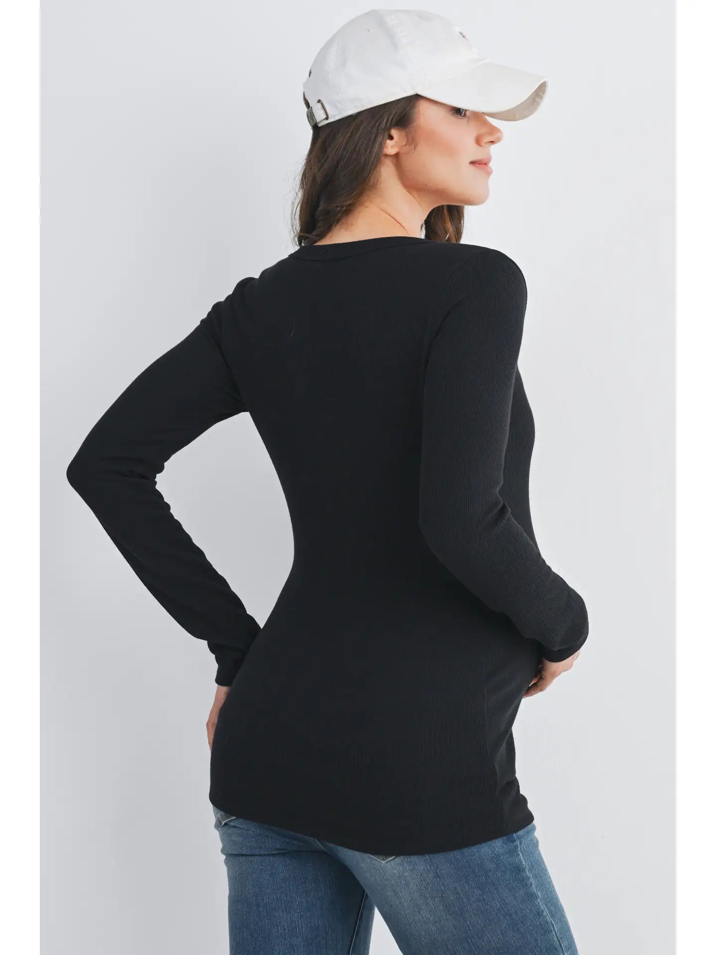 Tara Ribbed Button Henley - Yo Mama Maternity