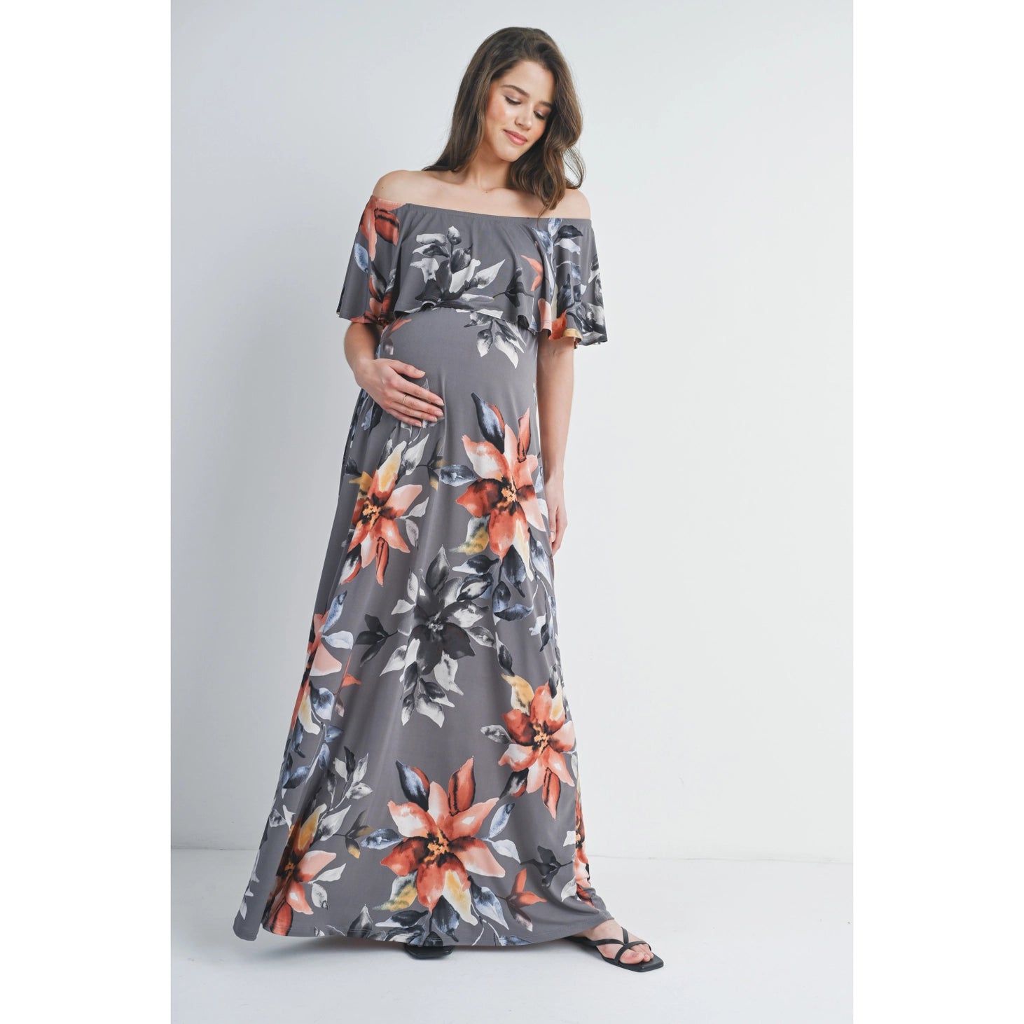 Floral Off The Shoulder Maxi - Yo Mama Maternity