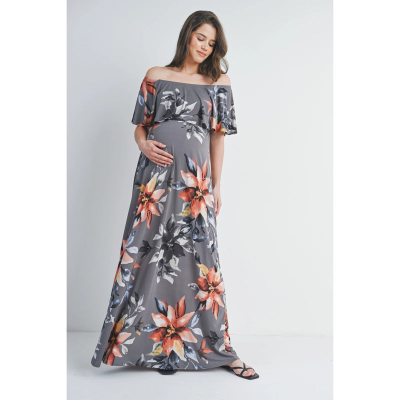 Floral Off The Shoulder Maxi - Yo Mama Maternity