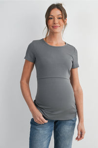 Maxine Ribbed Lift Up Tee - Yo Mama Maternity