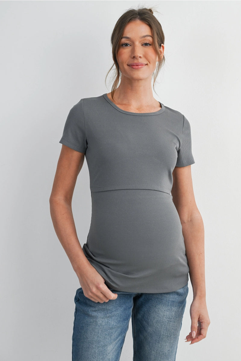 Maxine Ribbed Lift Up Tee - Yo Mama Maternity