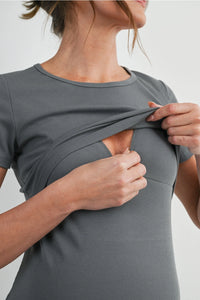 Maxine Ribbed Lift Up Tee - Yo Mama Maternity