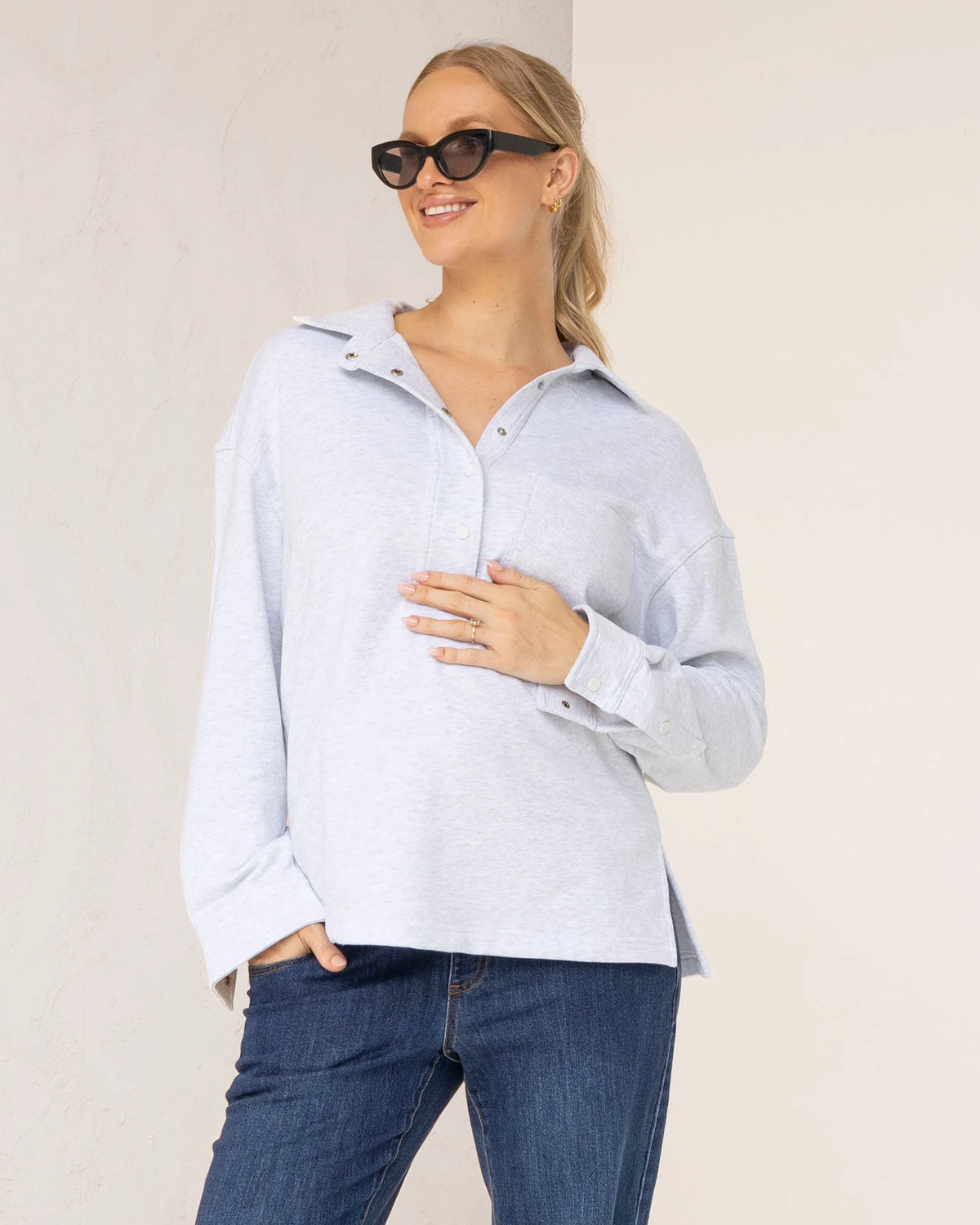 Delainey Snap Collar Sweatshirt