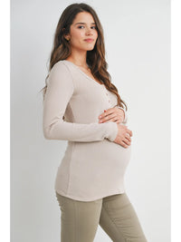 Tara Ribbed Button Henley - Yo Mama Maternity