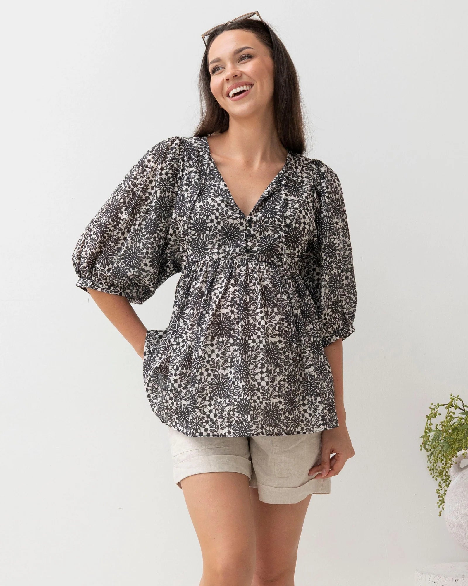 Daisy Print Blouse - Yo Mama Maternity