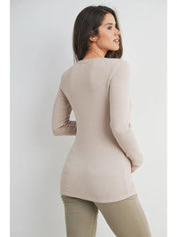 Tara Ribbed Button Henley - Yo Mama Maternity