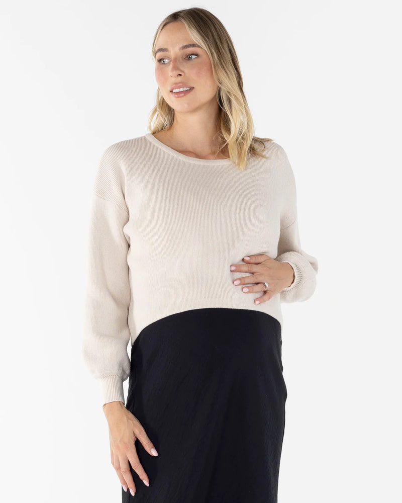 Sylvie Knitted Crop Sweater - Yo Mama Maternity