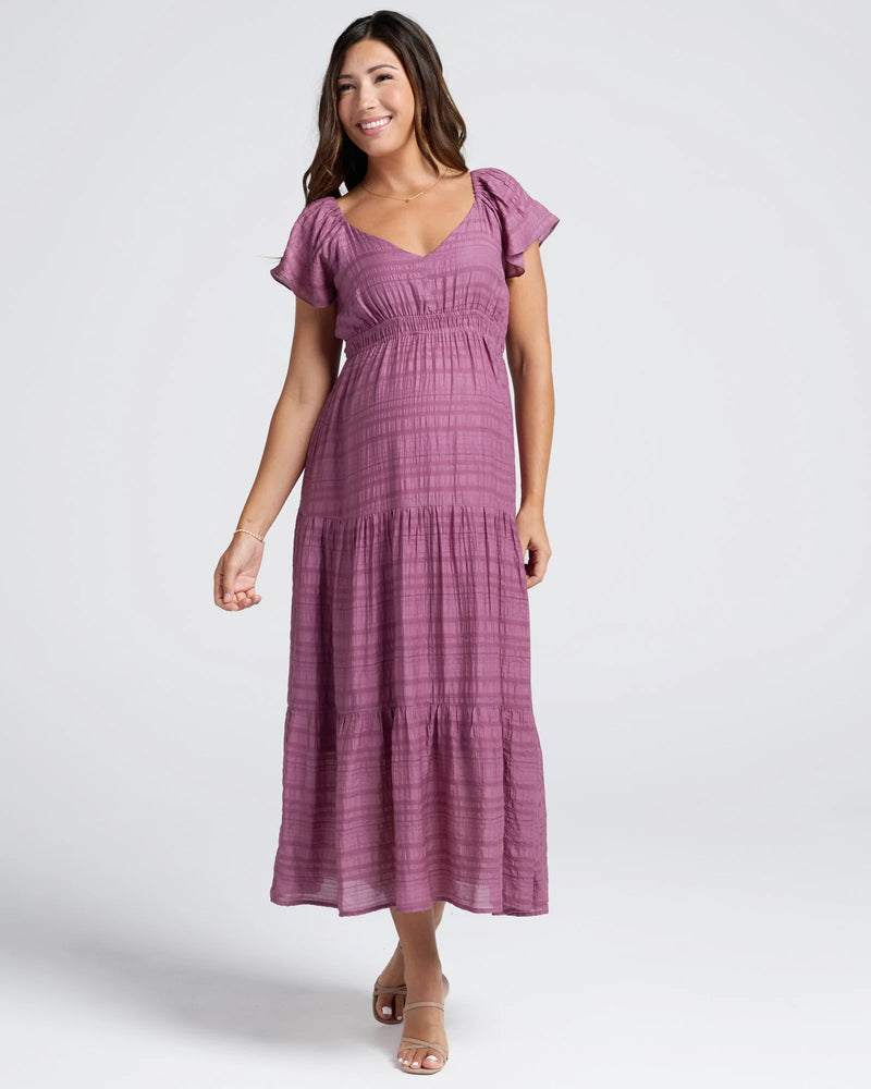 Lila Textured Ruffle Sleeve Dress - Yo Mama Maternity