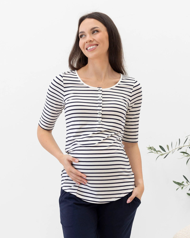 Taye Button Front Tee - Yo Mama Maternity