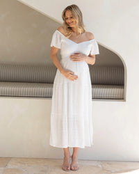 Lila Textured Ruffle Sleeve Dress - Yo Mama Maternity