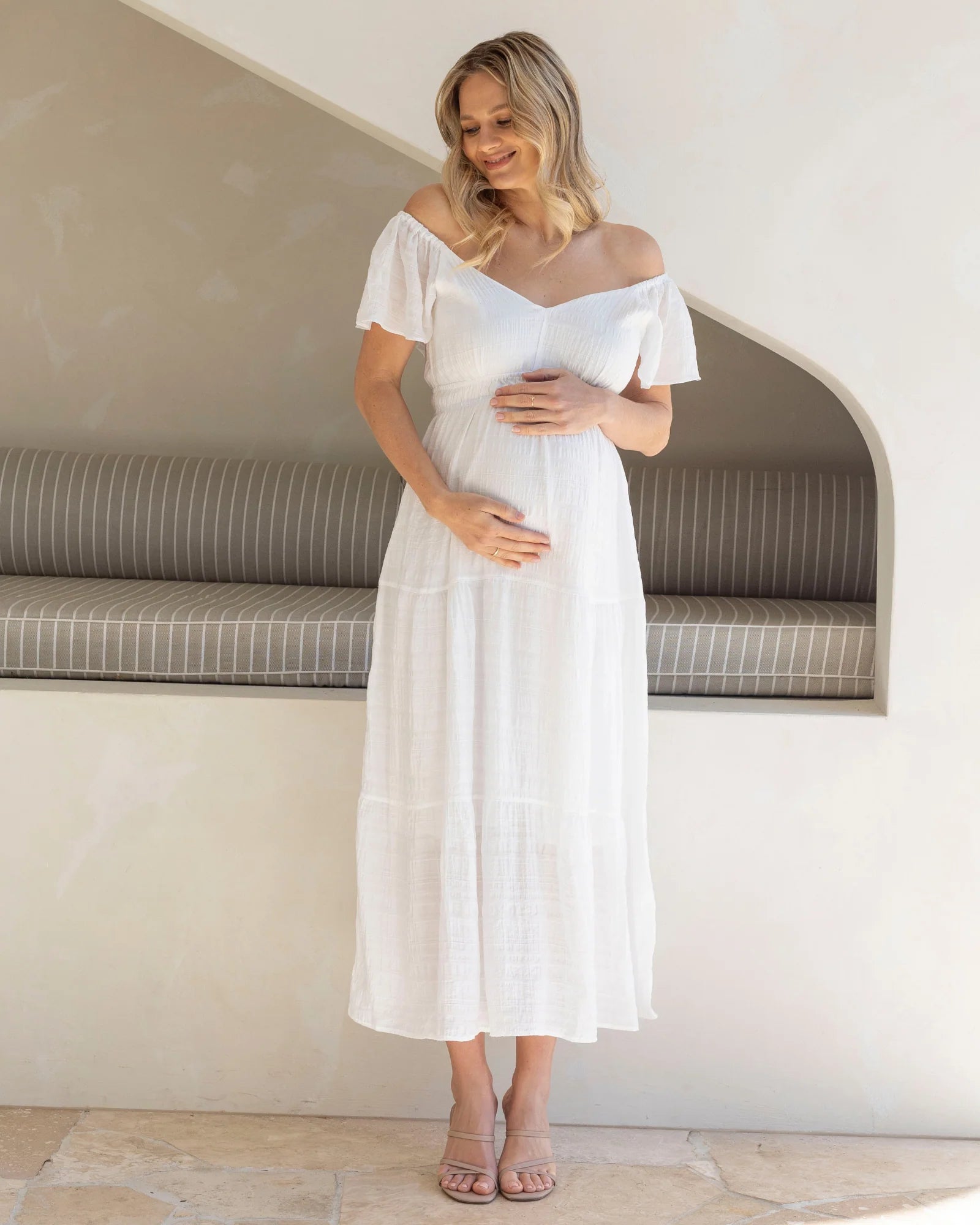 Lila Textured Ruffle Sleeve Dress - Yo Mama Maternity