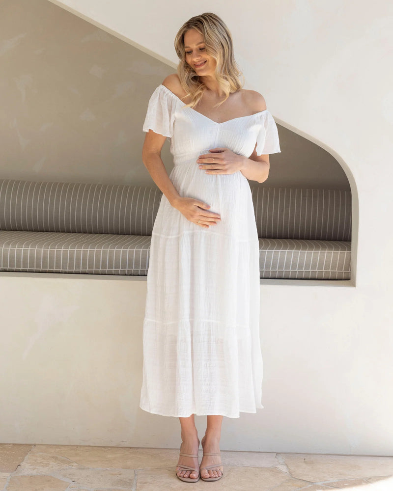 Lila Textured Ruffle Sleeve Dress - Yo Mama Maternity