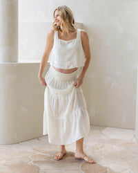 Luana Linen Crop Tank - Yo Mama Maternity